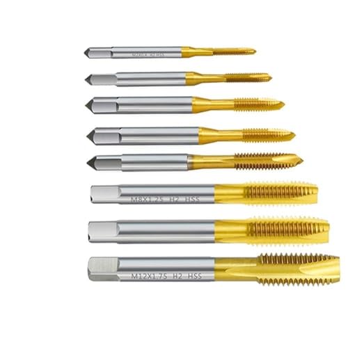 Juego De 2 Grifos De Rosca Métrica Con Revestimiento De Titanio Para M2-M12, Para Machos De Rosca Recta Hss Para Maquinaria, Reparación De Muebles Y Uso En Taller M2