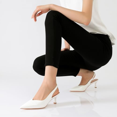 Image of Susanny Kitten Heels for Women Closed Pointed Toe Slingback Shoes