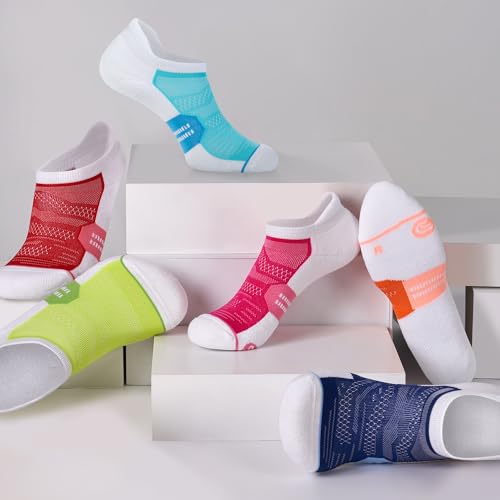 Image of CS CELERSPORT 6 Pack Women's Ankle Running Socks Cushioned Low Cut Tab Athletic Socks