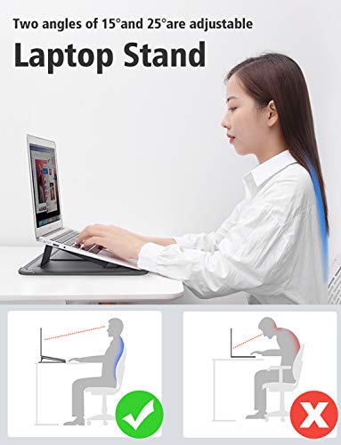 Image of Nillkin Laptop Sleeve Bag Compatible with 14-15.6 inch 3 in 1【Laptop Stand,Mouse pad】 MacBook Pro Sleeve case MacBook Air Notebook Computer PU Leather Super Padded Bag Waterproof Protective Case Gray