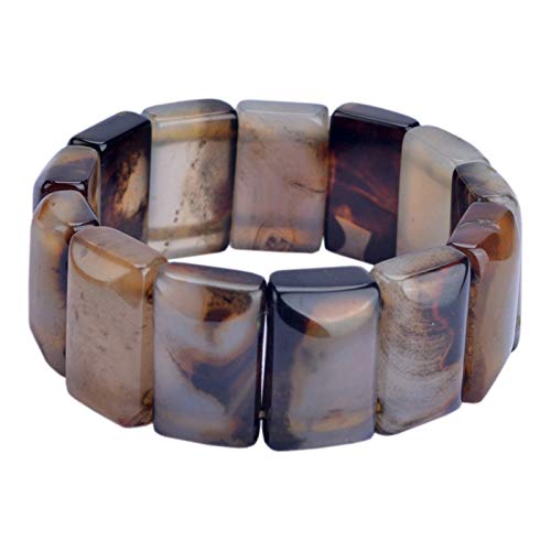 Bracelet agate hommes élastique robuste avec perles en jade véritable
