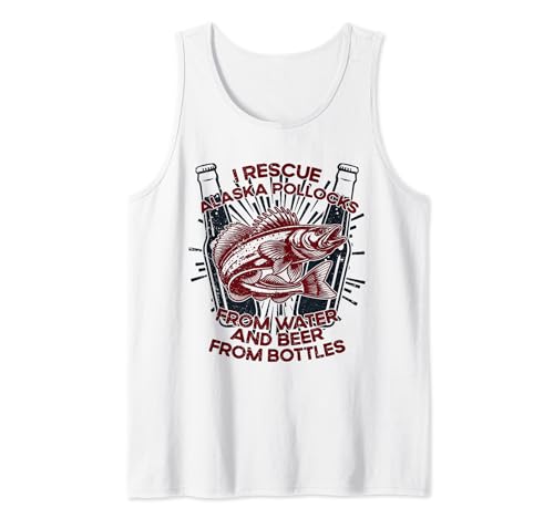 Rescate Pescado Y Cerveza - Pescador Pesca Alaska Abadejo Camiseta sin Mangas