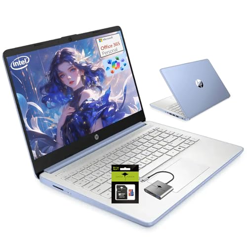 HP 14" Laptop Computer, Quad-Core (Beat i3), 16GB RAM 256GB Storage (128GB UFS+128GB SD Card), Wi-Fi 6 Win11 Laptops for Business and Student with 1-Year Office 365 W/GM Accessories