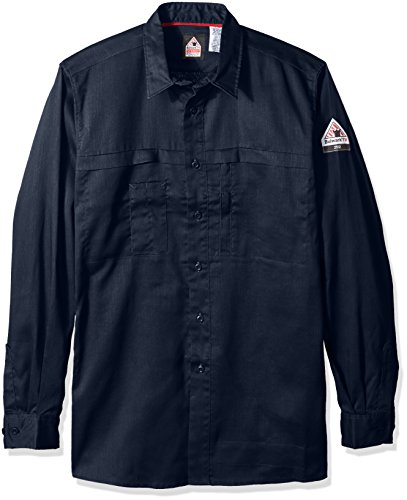Bulwark Men's Iq Series Comfort Woven Concealed Pocket Shirt Big and Tall, Dark Blue, bul