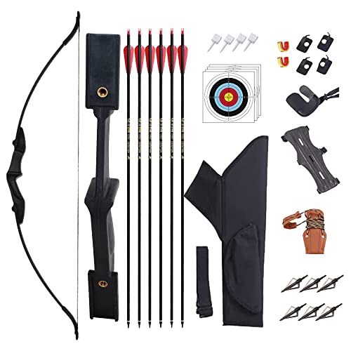 SOPOGER Set di archi e frecce per tiro con l'arco, per adulti, giovani principianti, 9,1 kg, 13,6 kg, 18,1 kg, per mancini e destrorsi, per esercitarsi a caccia (kit professionale 18 kg)