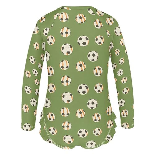 Football Sports Girls Long Sleeve Swimsuit One Piece Bathing Suit Zipper UPF 50+ Rashguard Swimwear B04048203
