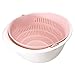 Sitka Kuchenne Kosz odpływowy 2 w 1 Kuchnia Colander Wielofunkcyjny Sitko kuchenne Dwuosobowy koszyk Bowl Obrotowy Odpływ Basen i Kosz Durszlaki i Sitka do żywności (Color : Pink)