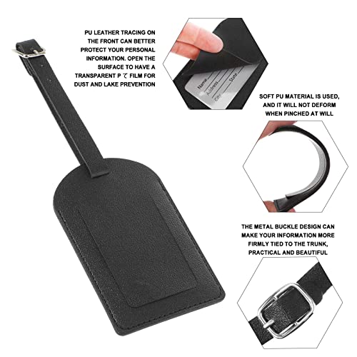 20 Pieces Luggage Tag Bag Tags Pu Leather Luggage Bag Tag Privacy Protection Travel Tag Strong Luggage Name Tags Backpack Labels Suitcase Tags for Women Men (Black)4