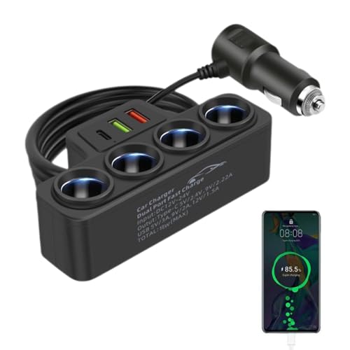 Adattatore per da da auto - Caricabatterie USB da da da auto 12 V 24 V splitter per presa da 120 W per viaggi su strada elettronica automobilistica per SUV veicoli fuoristrada carrelli elevatori e gru
