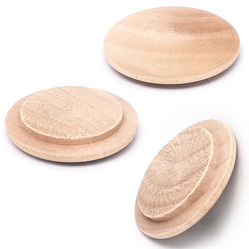 Image of 20pcs 40mmx30mm /1.5''x1.1''(Cover DiaxHole Dia) Stair Plugs,Beech Wood Screw Hole Covers,Button Top Screw Hole Plugs,Decorative Wooden for Woodworking