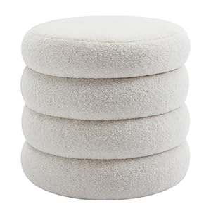 ONEVOG Sherpa Storage Ottoman, Foot Rest Stool Seat for Living Room, Off-White Vanity Foot Pouf, Tufted Footstool with Removable Lid for Dorm, Bedroom ONEVOG Sherpa Storage Ottoman Foot Rest Stool Seat for Living Room Off White Vanity Foot Pouf Tufted Footstool with Removable Lid for Dorm Bedroom
