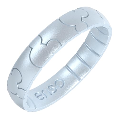 Enso Rings Etched Disney Collection - Classic Thin Silicone Ring - Mickey and Minnie - Mickey All Around Ears - Diamond - Size 72