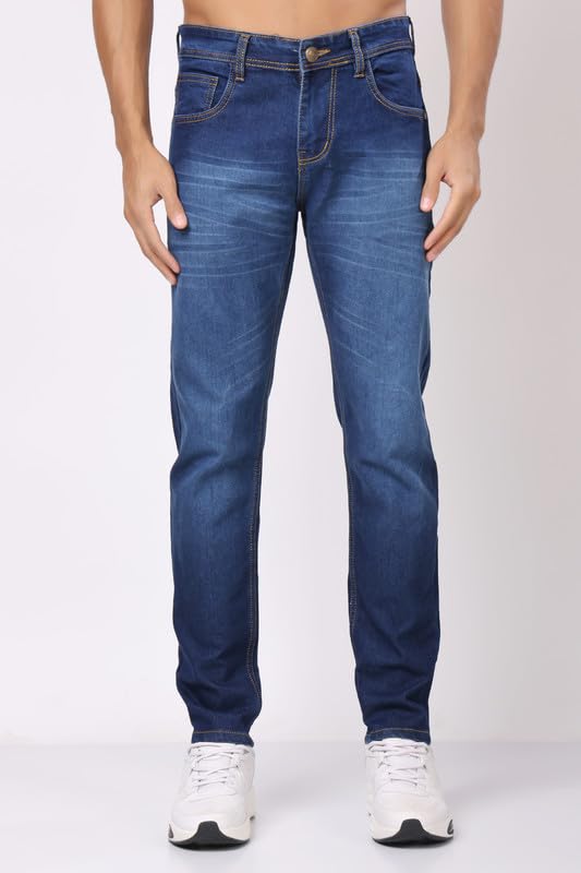 Image of London Hills Men's Regular Fit Mid Rise Cotton Jeans for Man | Straight Fit Jeans for Man | Pant | Mens Bottom Wear | Pants | Jean's for Men | Jins Pant for Men | Denim Jeans