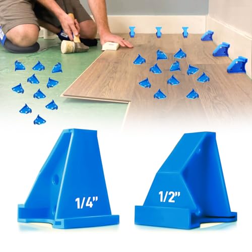 NAACOO 40Pack Flooring Spacers, 1/4'' Gap & 1/2'' Gap, Laminate Wood Flooring Tools – Use for Vinyl Plank, Engineered Hardwood, Bamboo, LVT, Subfloor Panels.