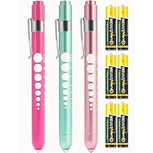 MEUUT 3 Pack Pen Lights for Nurses with 6 Batteries – Medical Penlights Nurse Accessories for Work, Perfect Nursing Student Essentials Medical Supplies for Nurses Doctors EMT Trauma