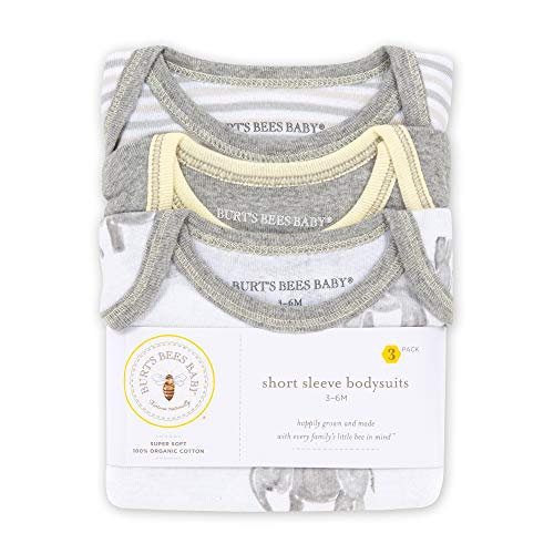 Image of Burt's Bees Baby Baby Bodysuits, 3-Pack Long & Short-Sleeve One-Pieces, 100% Organic Cotton