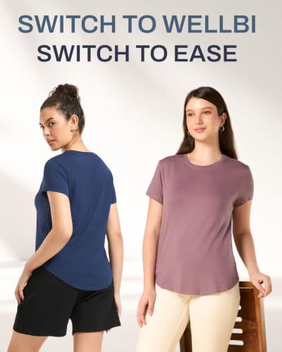 Image of Wellbi Bamboo Women's Tshirt - Ultra-Soft, Breathable & Sustainable | Premium Cotton Blend for Supreme Comfort | Stylish & Eco-Friendly T-Shirt for Women | Tshirt Women Cotton