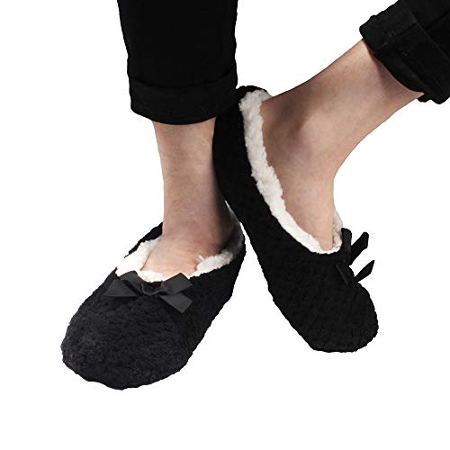 Image of BambooMN Women's Stripe Patterned Non-Slip Lined Travel Home Slippers - 2 Pairs
