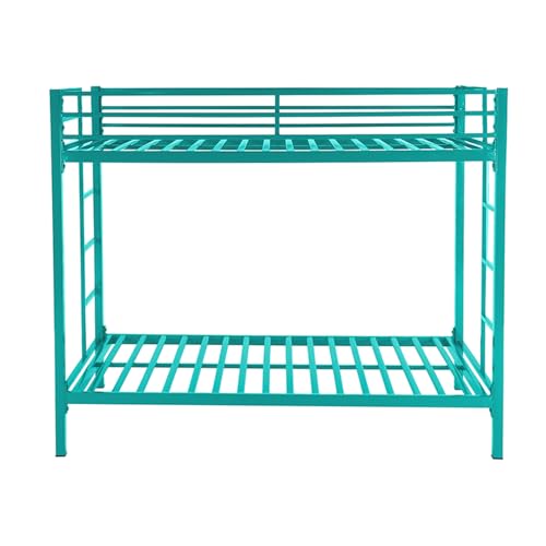 Image of Pilio Twin Over Twin Metal Bunk Beds for Kids | Bunker Bed for Adults | Double Decker Bed for Kids Room Furniture | Frame Only, Mattress Included (Aqua Blue)