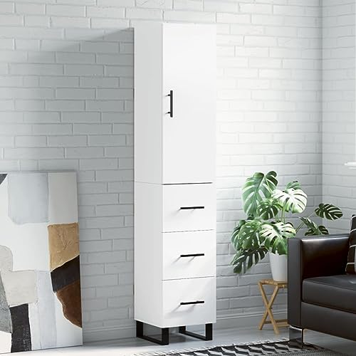 Frdhee Armario para salón, cocina, buffet, armario de almacenamiento, color blanco, 34,5 x 34 x 180 cm, material de madera, para cocina, salón, comedor, versátil