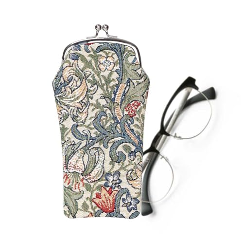 Signare Estojo de tapeçaria para óculos feminino com design William Morris Golden Lily (GPCH-GLILY), Lírio dourado, 11cm x 20cm
