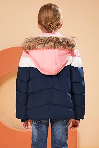 Image of SOLOCOTE Girls' Winter Coats Hooded Sherpa Lined Lightweight Jacket