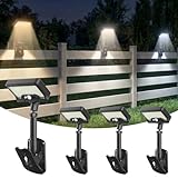 Clip On Solar Lights Outdoor with Motion Sensor,3 Color Temperature, Remote Control, 360°Rotatable & Vertically Adjustable Solar Fence Lights with 92 LEDs, IP65 Waterproof for Deck, Gutter, Camping