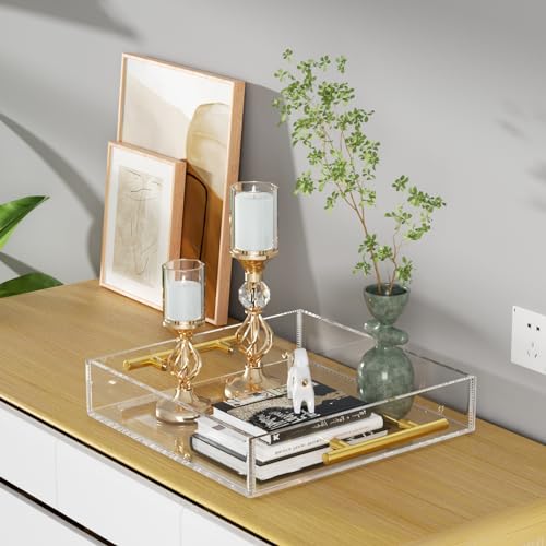 Niubee NBAU-20231213 Clear Serving Tray 12X12 Inches -Spill Proof- Acrylic Decorative Tray Organiser thumb #4