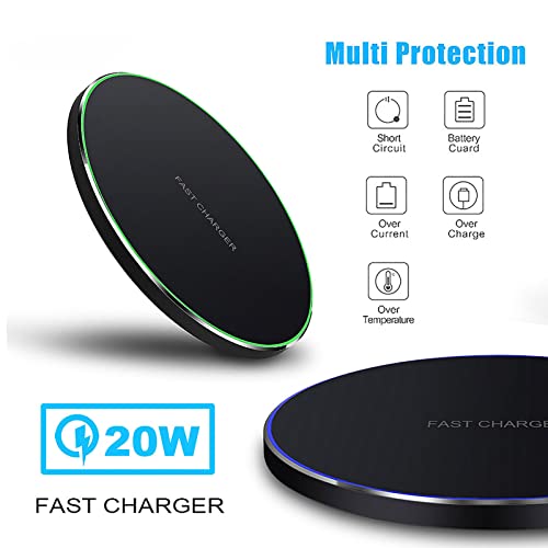 Image of Wireless Charger 20W Max Fast Wireless Charging Pad Compatible with iPhone 11 12 13 14 15 16 17 Pro /Pro Max, iPhone Xs /XS Max /XR /8 Plus,Air Pods Pro /3 /4, for Samsung Galaxy /Note,Galaxy Buds (Black)