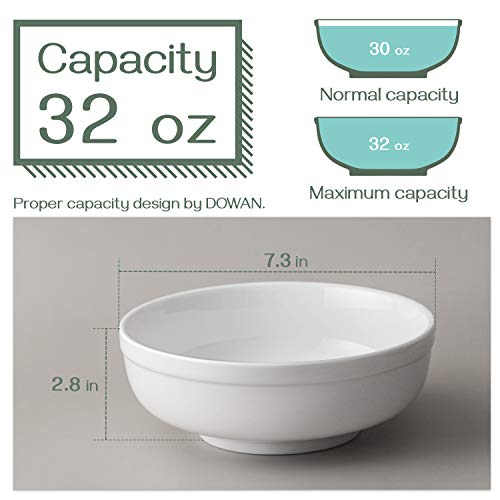 Dowan Soup Bowls For Kitchen, 32 Oz White Bowls For Cereal Salad Ramen Noodle, Porcelain Bowls With Non-Slip Design, Sturdy And Easy To Hold, Set Of 3, 7.25 Inch #TOP2