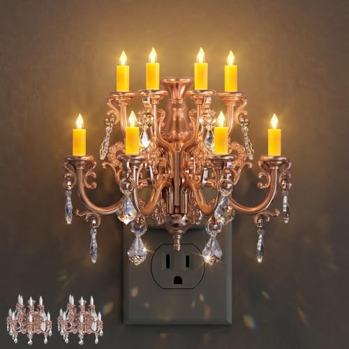 Image of Briignite Chandelier Night Light Plug in, LED Night Lights Plug into Wall with Dusk to Dawn Light Sensor, Dimmable Nightlight Plug in, 3000K Soft White for Bathroom Bedroom Hallway Kitchen, 2 Pack