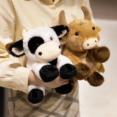 Image of Ditucu Bull Stuffed Animal 8 inch Cute Realistic Cow Plush Toys Ultra Soft Plushies Gifts for Kids Khaki