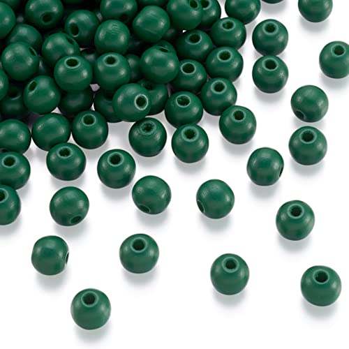 Craftdady 200Pcs Round Wood Beads 10mm Green Wooden Ball Spacer Beads for Home Decoration Jewelry Making