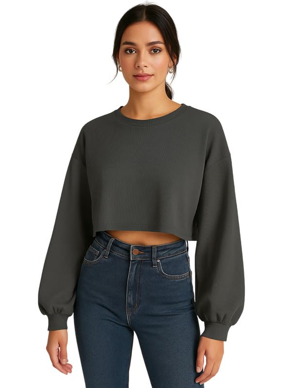 Image of DTR FASHION Women's Cotton Blend Solid Lining Solid Crop T-Shirt | Western T-Shirt for Women