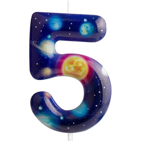 Planet Solar System Theme Candles,Birthday Number 5 Candles,Happy Birthday Candles,Theme Planet Space Cake Toppers for Boys Girls Kids Anniversary Celebrations Birthday Party Cover