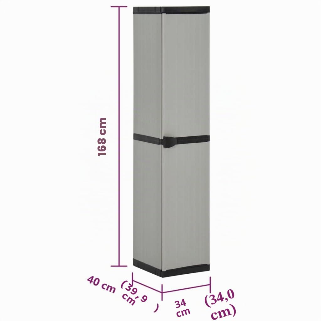 vidaXL Armoire de Rangement de Jardin 3 Étagères Armoire à Outils Meuble de Stockage Fournitures Ménagères Patio Extérieur Gris/Noir 34x40x168cm