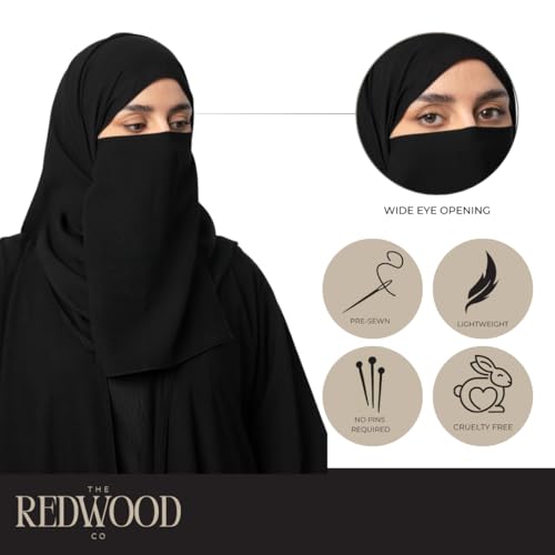 Half Elastic Niqab | 12 x 15 inches | Chiffon | Breathable & Lightweight | Full Face Cover | Modest Wear2