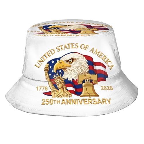 United States 250th Anniversary Bucket Hat for Women Men America 1776 2026 Patriotic USA Flag Hat Outdoor Fisherman Hat Beach Sun Cap Unisex