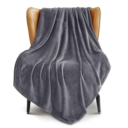 Exclusivo Mezcla Extra Large Fleece Throw Blanket for Couch, Sofa, 300GSM Super Soft and Warm Blankets, Grey Throw All Season Use, Cozy, Plush, Lightweight, 50x70 Inches