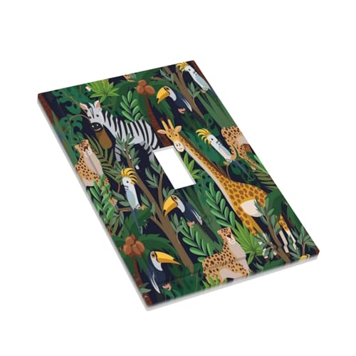 Wpshijia WPSHIJIA0713 Cartoon Animal Zebra Leopard Giraffe Bird Leaf 1 Gang Nursery Light Switch Covers Decorative Single Toggle Wall Plate Switchcover Electrical Switchplate thumb #2