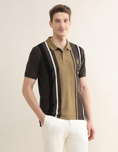 Image of U.S.Polo Association Men's Colourblocked Striped Slim Fit Polo Shirt