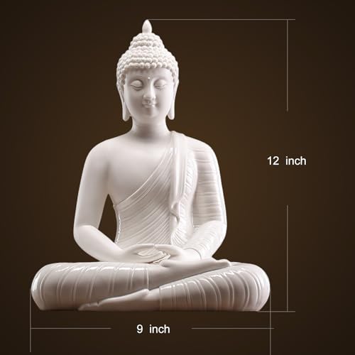 Estatua de Buda de cerámica blanca de 12 pulgadas para decoración miniatura 5