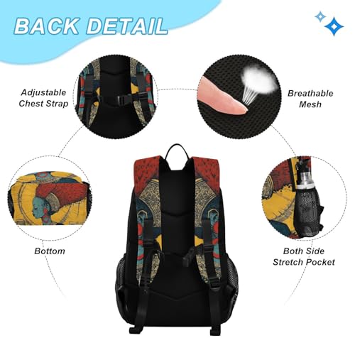 Travel Backpack Lunch Bag Set for Hiking Picnic, Backpacks with Insulated Lunch Box Africa Beauty Woman Print3