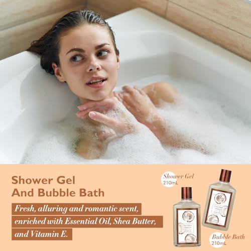 bath and body gift basket set for women - coconut vanilla christmas gifts for women spa gift basket 17-piece bath gift set self care gifts for mothers day fathers day birthday gifts for her amp him