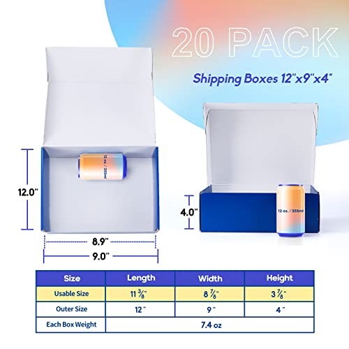 Pharege 12X9X4 Blue Shipping Boxes 20 Pack, Medium Corrugated Cardboard Literature Mailer Box For Packaging Small Business Mailing Gifts #TOP3