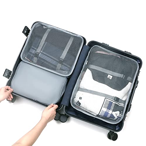 Image of OSDUE 8 Set Packing Cubes for Suitcases, Light Packing Cubes for Travel, Various Sizes Organizer Bags Set for Travel Accessories Travel Essentials,Travel Cubes for Carry on Suitcases (Grey)