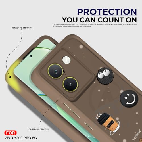 Image of AESTMO Back Case Cover for Vivo Y200 Pro 5G | Cute Fun Cartoon 3D Ball | Coffee Silicone Case | Full Body Protection | Camera Protection Back Cover for Vivo Y200 Pro 5G (Brown)