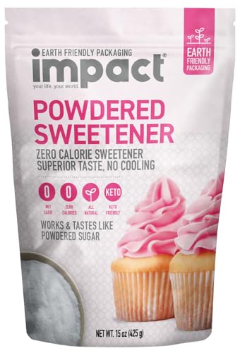 Impact Powdered Sweetener - Allulose, White Monk Fruit Blend – Zero Calorie And Carb, Keto-Friendly, Guilt-Free Substitute For Baking & Cooking - 0.94 Lbs