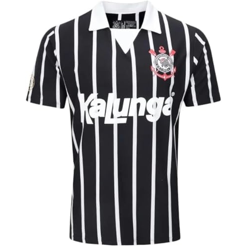 Corinthians Camisa Polo Retrô Kalunga, Masculina, Preta, P Corinthians Camisa Polo Retrô Kalunga, Masculina, Preta, P