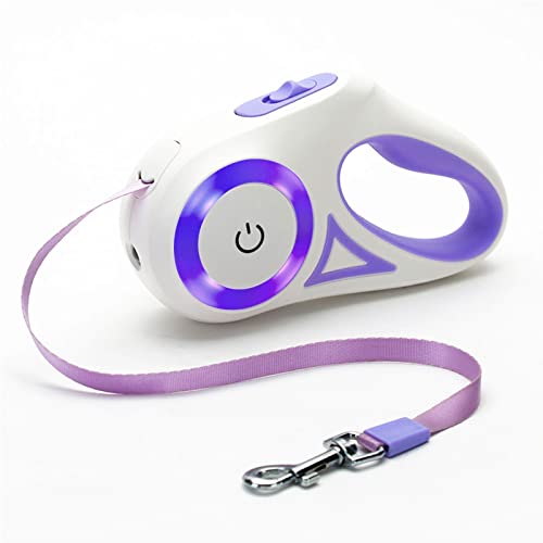 Dog Leash Retractable Dogs Leashes With Led Bright Flashlight Walking Leashes For Puppy Small Medium Dogs Leash One Handed Brake Free Movement One Button Disconnect And Lock(Purple(10Ft) #TOP2
